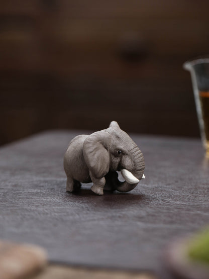 Gohobi Yixing Purple Clay Elephant Tea Pet – Handmade Lucky Tea Table Ornament