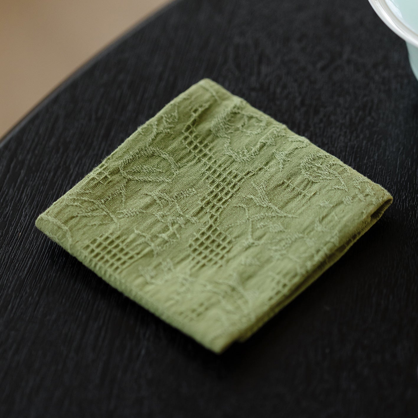 Torchon Gongfu double face en coton et lin gravé Gohobi