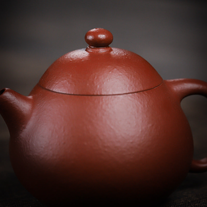[Chingshui Tang 青水堂] Handmade Yixing Red Zisha Clay Teapot – 150ml Handmade Original Ore Raw Zhuni Clay Wen Dan Style Teapot with Built-in Filter, Small Gongfu Purple Clay Teaware