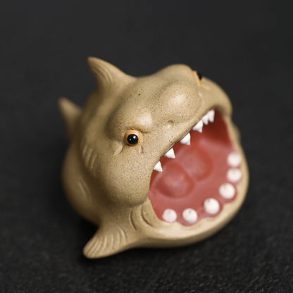 Gohobi Handmade Ceramic YiXing Clay Shark Fish Ornament Tea pet