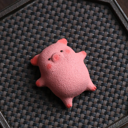 Gohobi Yixing Purple Clay Twelve Zodiac Pig Tea Pet – Handmade Sleeping Pig Ornament