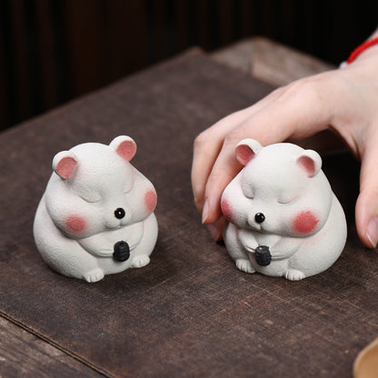 Gohobi Yixing Purple Clay Mouse Tea Pet – Handmade Lucky Ornament