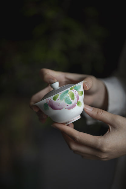 Gohobi Hand-Painted Longevity Peach Gaiwan