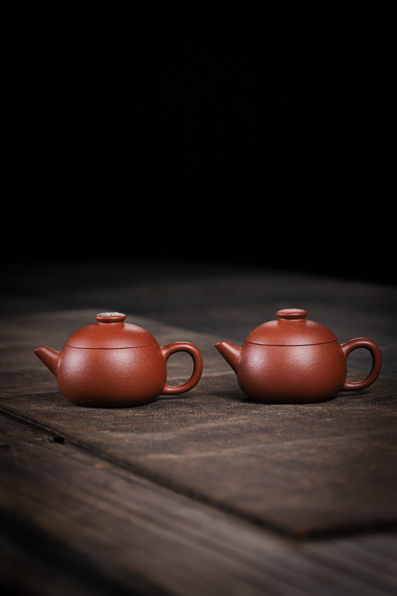 [Chingshui Tang 青水堂] Handmade Yixing Zisha Sandy Purple Clay Teapot – 90ml Handmade Original Ore Jiangpo Clay Bowl-Shaped Teapot, Thin Body with Built-in Filter, Gongfu Small Teaware