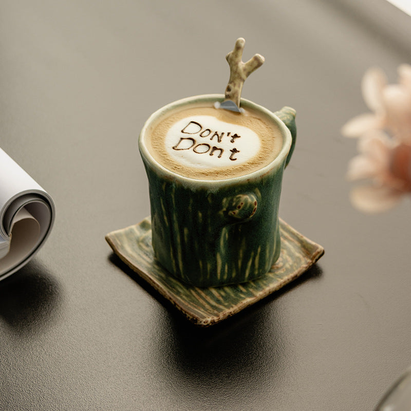 Gohobi Rustic Ceramic Coffee Cup & Saucer Set