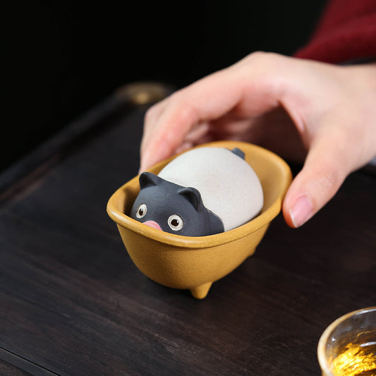 Yixing purple sand tea pet bathtub bath basin small ornament handmade creative bath tea set accessories tea play ashtray