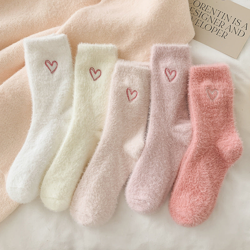 Gohobi Pink Heart Velvet Socks