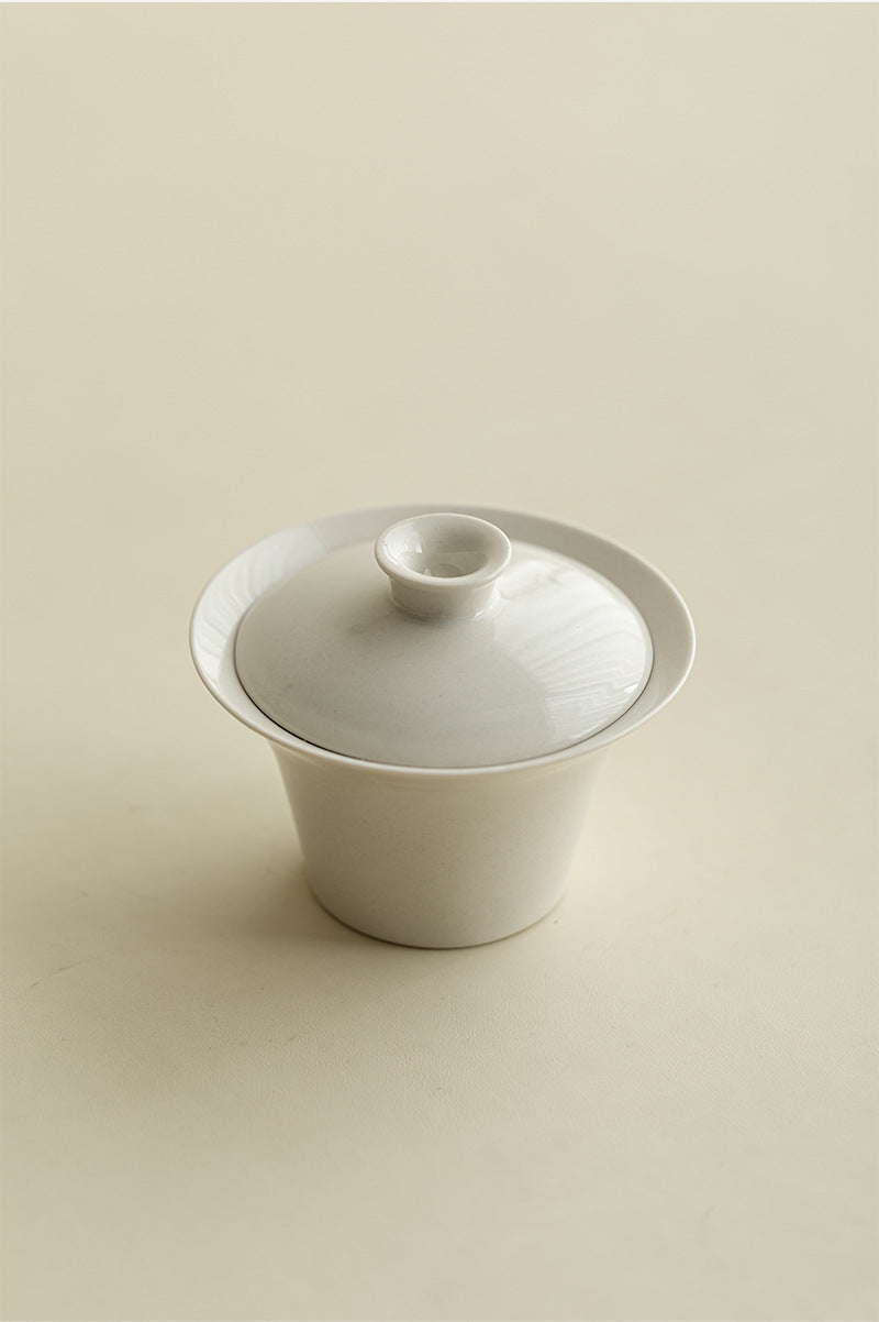 Gohobi Plant Ash Glaze Horseshoe Gaiwan – Thin Porcelain Gongfu Tea Brewing Bowl