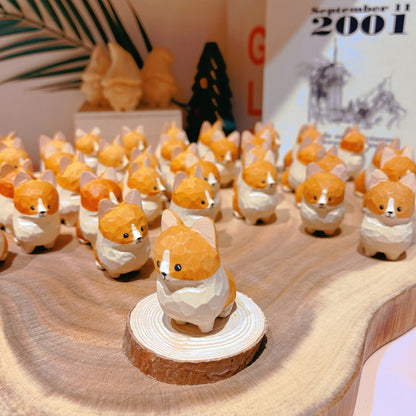 Gohobi Handcrafted Wooden Corgi Dog Ornament