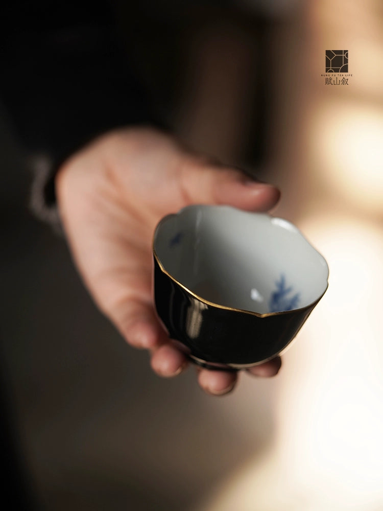 [賦山敘 x Gohobi] “Ink Bamboo & Crane” Kuikou Master Cup – Hand-Painted Jingdezhen Ceramic Tasting Cup