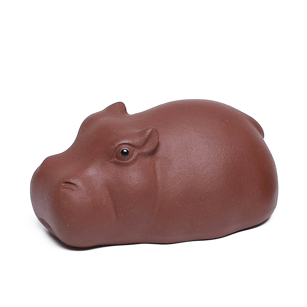 Gohobi Yixing Purple Clay Hippo Tea Pet – Handmade Zisha Tea Ceremony Ornament