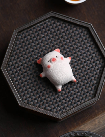 Gohobi Yixing Purple Clay Twelve Zodiac Pig Tea Pet – Handmade Sleeping Pig Ornament