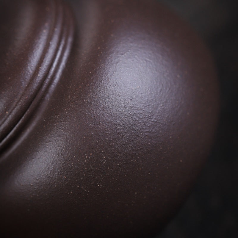 [Chingshui Tang 青水堂] Handmade Yixing Celadon Zisha Clay Teapot – 110ml Handmade Tianqing Paozun Shui Ping Teapot, Thin Body with Built-in Filter, Original Ore Purple Clay Teaware