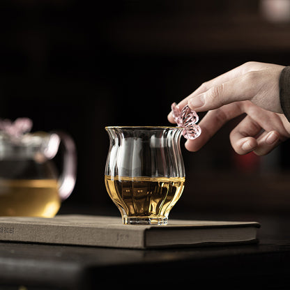 Gohobi Butterfly High Borosilicate Glass Tea Cup and Teapot Set – Heat-Resistant Transparent Gongfu Tea Set for Home and Office