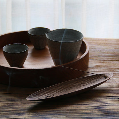 Gohobi Black Walnut Boat-Shaped Incense Holder
