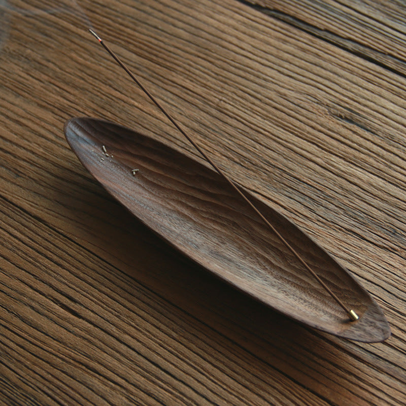 Gohobi Black Walnut Boat-Shaped Incense Holder