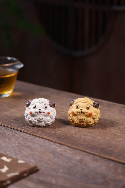 Gohobi Yixing Purple Clay Sheep Tea Pet – Handmade Sanyang Kaitai Ornament