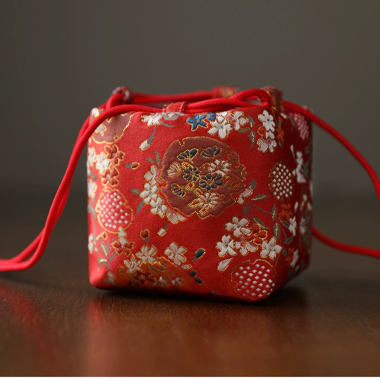 Gohobi Colourful Brocade Teaware Storage Travel Bag