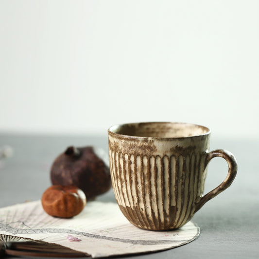 Gohobi Handmade White Brown Ceramic Coffee Cup Mug