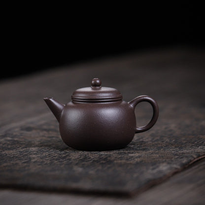 [Chingshui Tang 青水堂] Handmade Yixing Celadon Zisha Clay Teapot – 110ml Handmade Tianqing Paozun Shui Ping Teapot, Thin Body with Built-in Filter, Original Ore Purple Clay Teaware