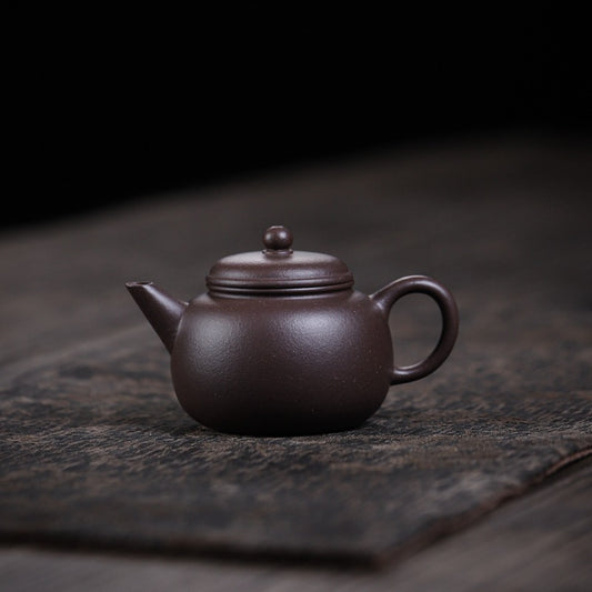 [Chingshui Tang 青水堂] Handmade Yixing Celadon Zisha Clay Teapot – 110ml Handmade Tianqing Paozun Shui Ping Teapot, Thin Body with Built-in Filter, Original Ore Purple Clay Teaware