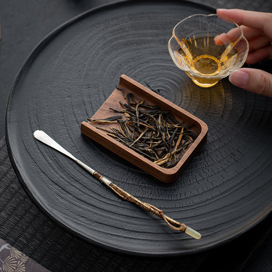 Gohobi Handcrafted Silver Bamboo Tea Scoop