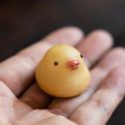 Gohobi Handmade Ceramic YiXing Clay Yellow Duck Ornament Tea pet