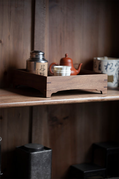 Gohobi Japanese-style Wabi-Sabi Walnut Serving Tray 010