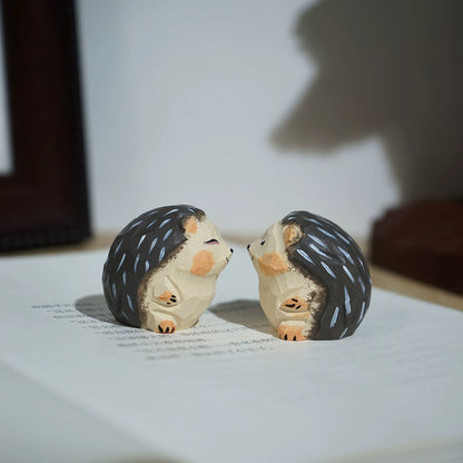 Gohobi Hand-Carved Mini Hedgehog Figurine