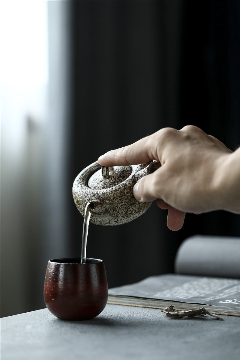 Gohobi Handmade Wooden-fired White Side Handle Teapot