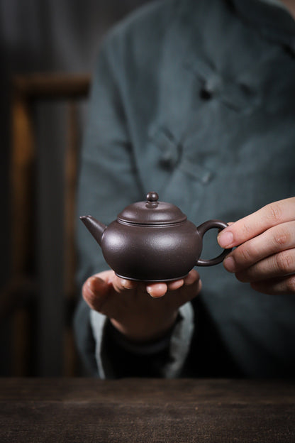 [Chingshui Tang 青水堂] Handmade Yixing Celadon Zisha Clay Shui Ping Teapot 100ml – Original Ore Tianqing Clay Thin-Walled Gongfu Tea Teapot with Built-In Filter