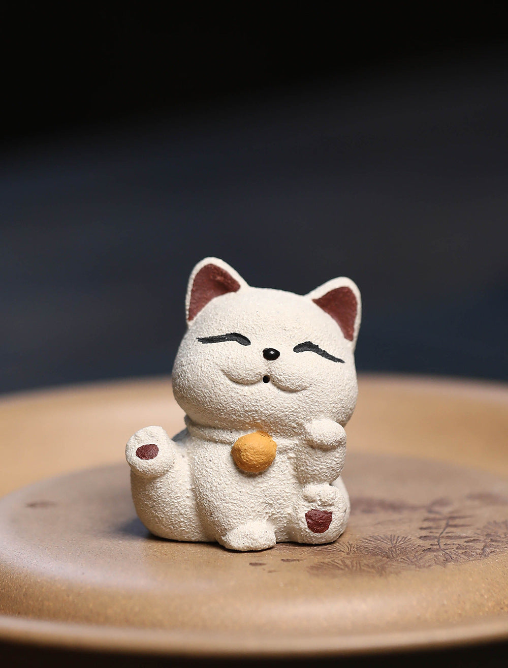 Gohobi Handmade Ceramic YiXing Clay Lucky Cat Ornament Tea pet