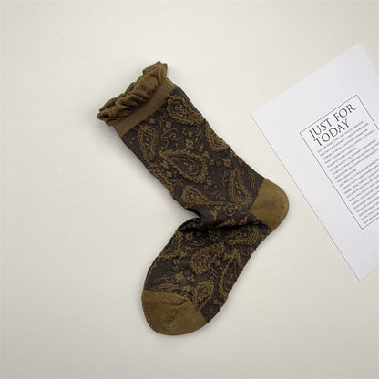 Gohobi South France Paisley Embossed Mid-Calf Socks