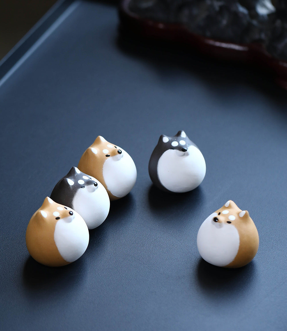 Gohobi Handmade Ceramic YiXing Clay Shiba Inu Dog Ornament Tea pet