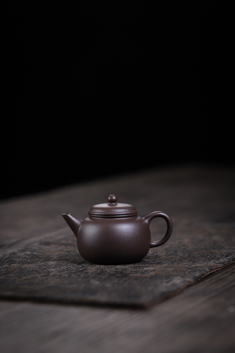 [Chingshui Tang 青水堂] Handmade Yixing Celadon Zisha Clay Teapot – 110ml Handmade Tianqing Paozun Shui Ping Teapot, Thin Body with Built-in Filter, Original Ore Purple Clay Teaware