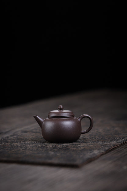 [Chingshui Tang 青水堂] Handmade Yixing Celadon Zisha Clay Teapot – 110ml Handmade Tianqing Paozun Shui Ping Teapot, Thin Body with Built-in Filter, Original Ore Purple Clay Teaware