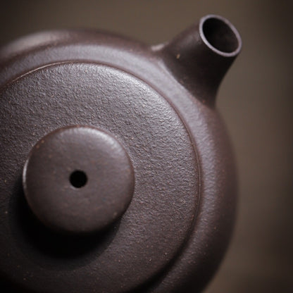 [Chingshui Tang 青水堂] Handmade Yixing Purple Zisha Clay Teapot  – 100ml Original Ore Sky Blue Clay Xiao Julun (Small Giant Wheel) Style, Thin-Walled Gongfu Teapot with Built-in Filter