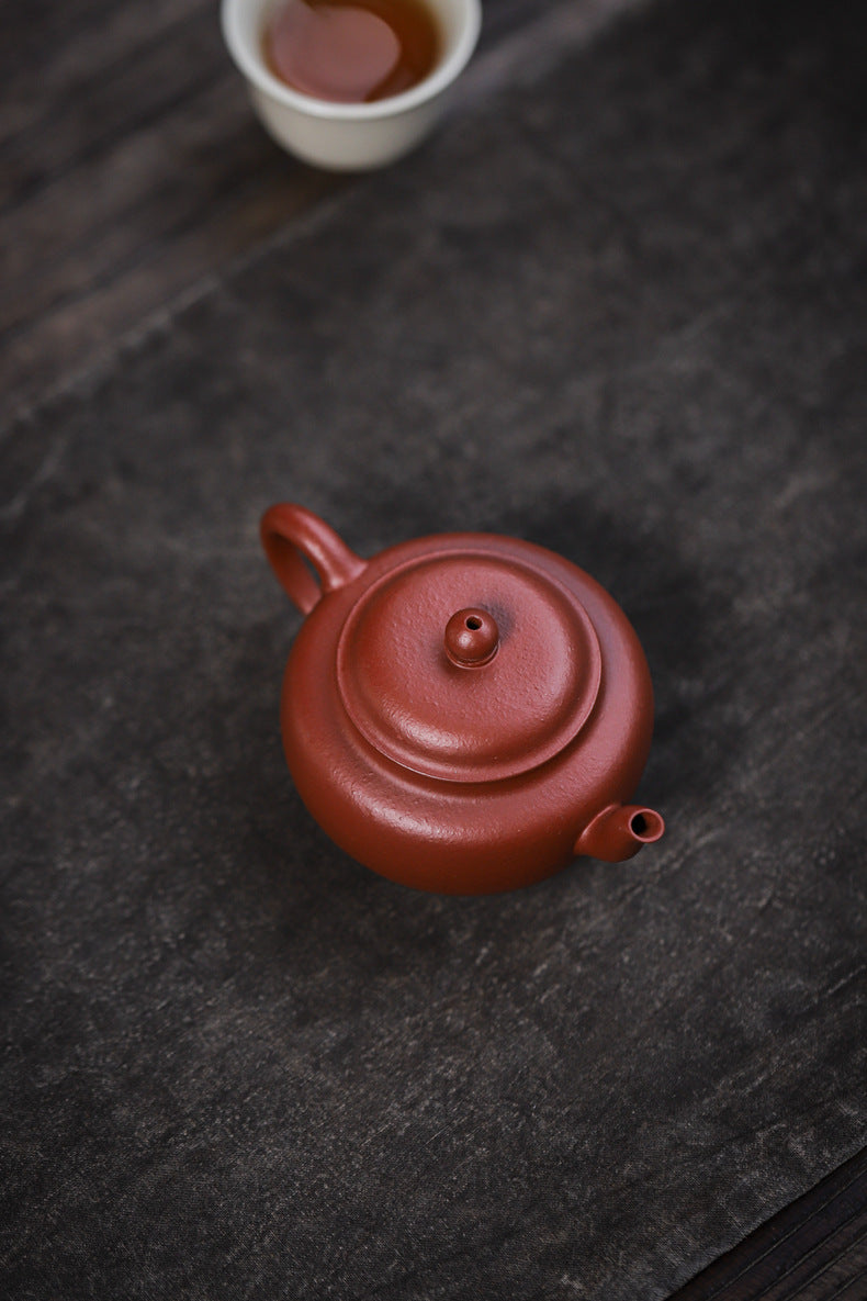 [Chingshui Tang 青水堂] Yixing Red Zisha Clay Teapot – 140ml Handmade Thin-Walled Lotus Seed Style Teapot, Original Ore Zhuni Clay, Small Gongfu Teapot with Built-in Filter