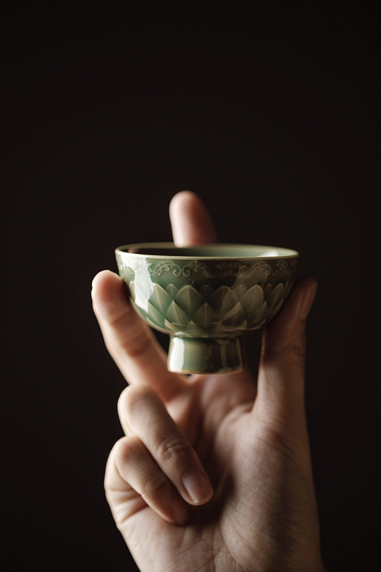 Gohobi Handmade Green Fish-scale Ceramic Tea Cup