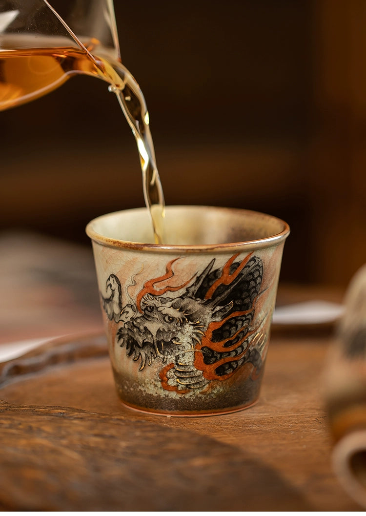 Gohobi Hand-painted Ink Dragon Ceramic Tea Cup