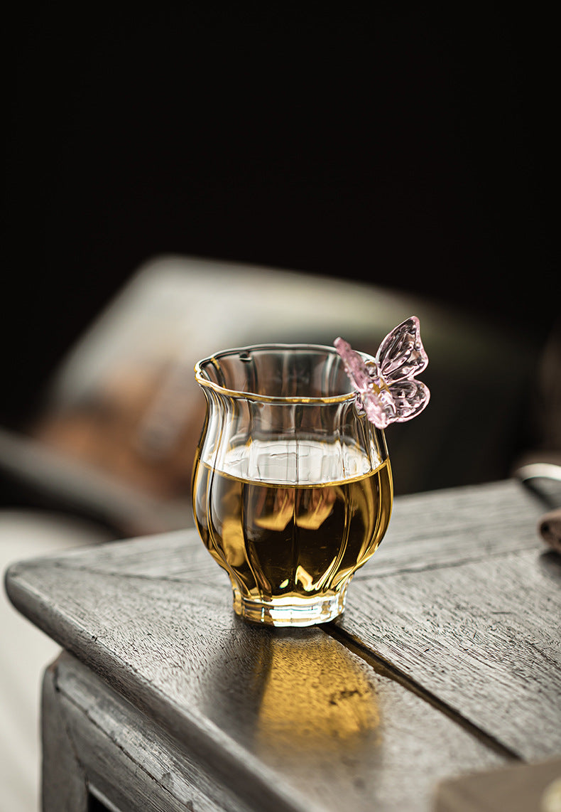 Gohobi Butterfly High Borosilicate Glass Tea Cup and Teapot Set – Heat-Resistant Transparent Gongfu Tea Set for Home and Office