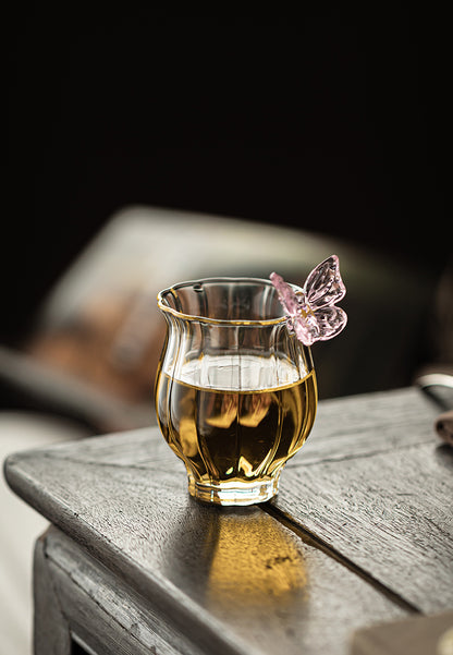 Gohobi Butterfly High Borosilicate Glass Tea Cup and Teapot Set – Heat-Resistant Transparent Gongfu Tea Set for Home and Office