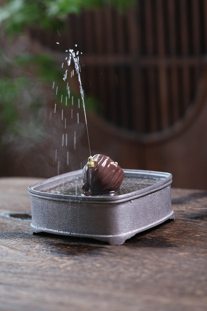 Gohobi Yixing Purple Clay Lotus Frog Tea Pet – Handmade Water-Spraying Lucky Ornament