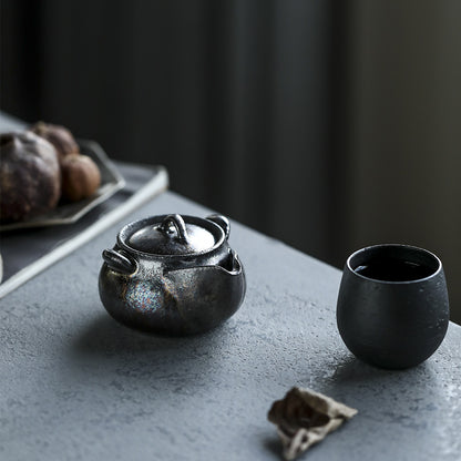 Gohobi Handmade Wood-fired Black Siver Ceramic Gaiwan  Hohin Teapot