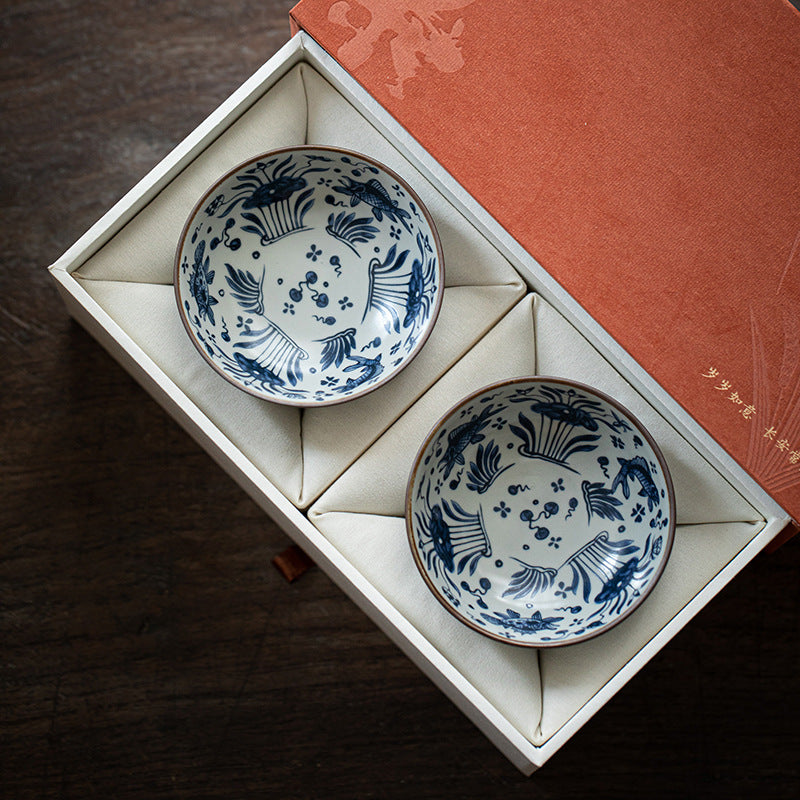 Gohobi Crackled Glaze Banana Leaf Teacup