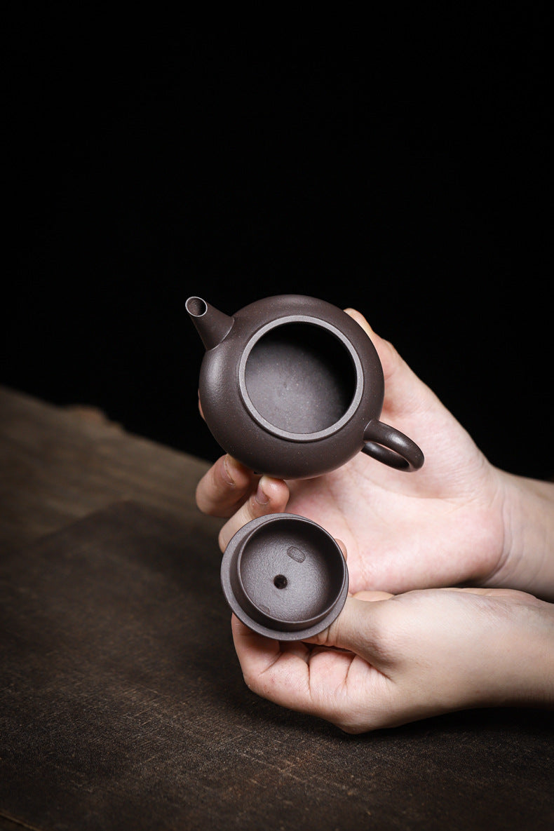 [Chingshui Tang 青水堂] Handmade Yixing Celadon Zisha Clay Shui Ping Teapot 100ml – Original Ore Tianqing Clay Thin-Walled Gongfu Tea Teapot with Built-In Filter
