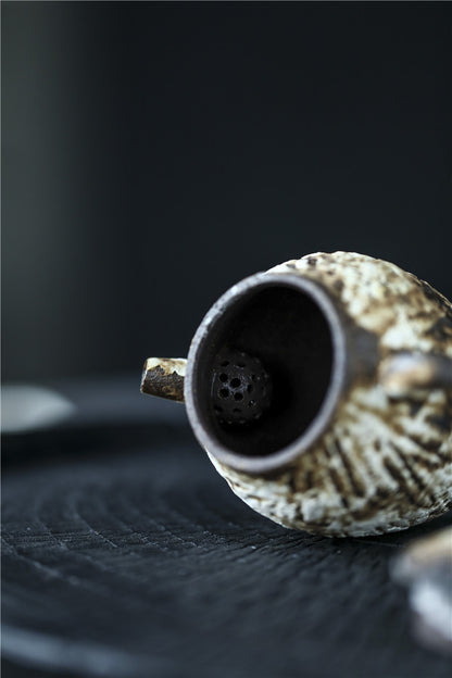 Gohobi Handmade Wooden-fired White Paint Teapot