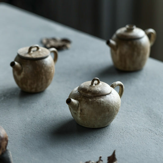 Gohobi Handmade Wood-fired White Paint Teapot