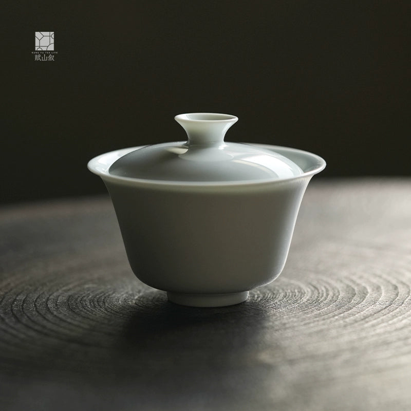 [賦山敘 x Gohobi] Jingdezhen Handmade Tea Testing Jade White Ceramic Gaiwan and Saucer