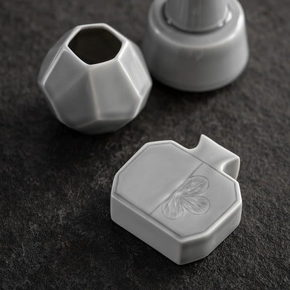 Gohobi Japanese Style Ikebana Ice Grey and Green Vase